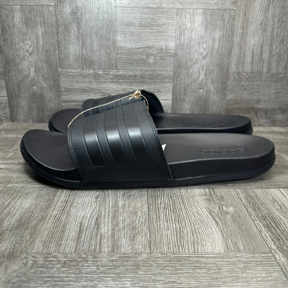 Adidas Adilette Comfort Mens Size 14 Black Slides Sandals Athletic NEW GZ5896